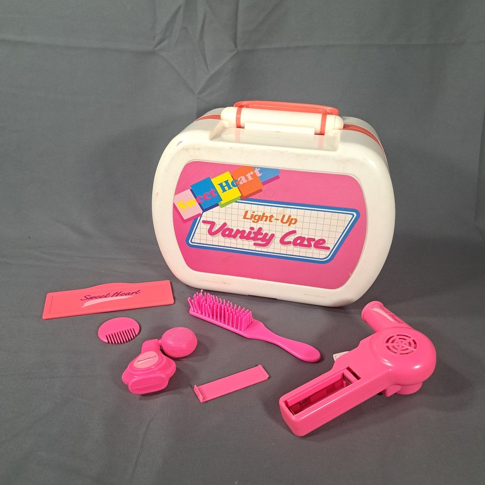 VTG Radio Shack  Light-Up Vanity Case Sweet Heart Pink Toy Set Retro Untested‎